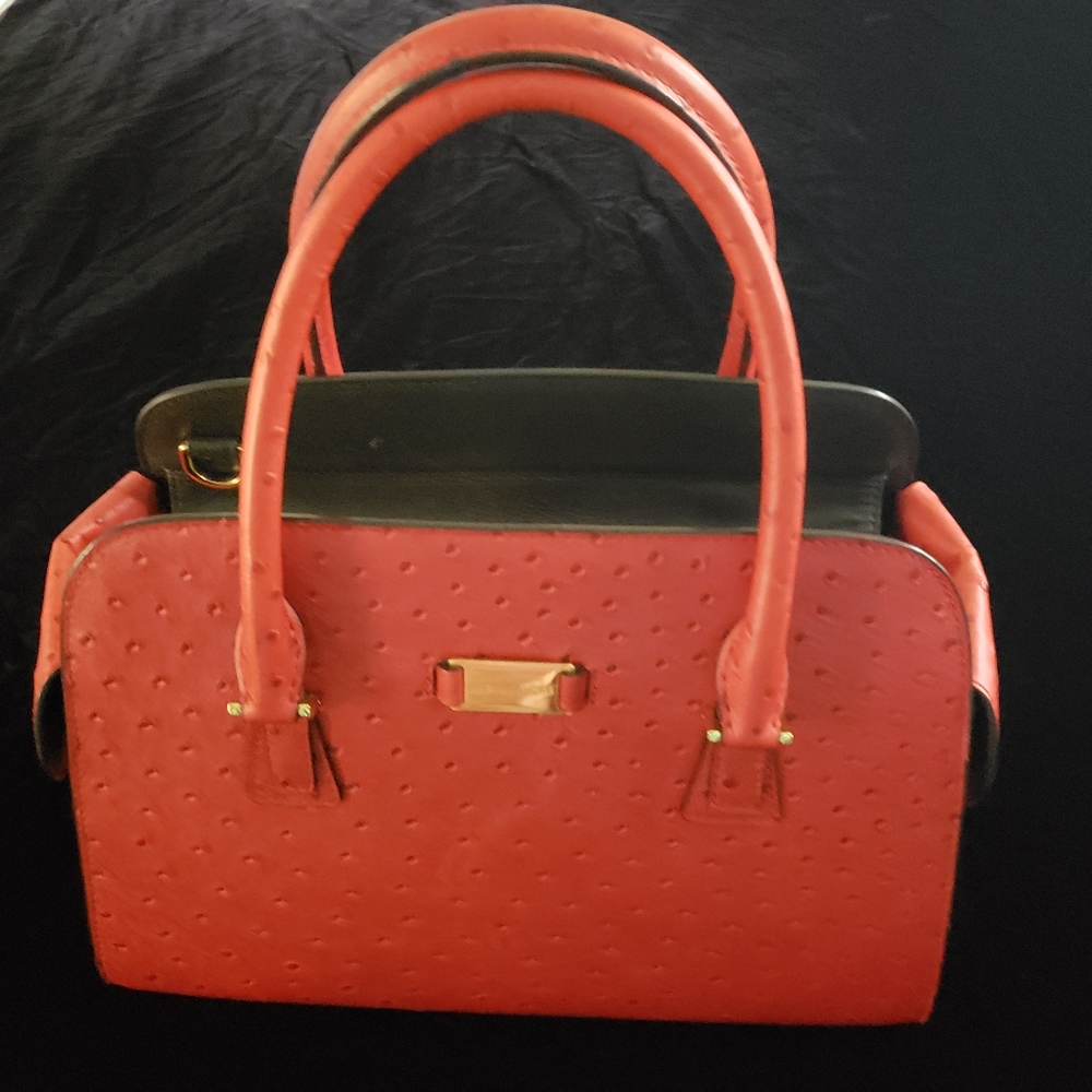 Red ostrich Michael Kors handbag